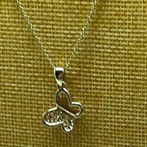 Lia Sophia BUTTERFLY KISSES Necklace Silver-tone Cut Crystals Retired NWOT